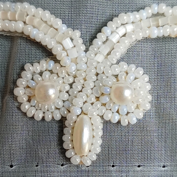 2 + Yards Vintage Bridal Communion Embellishments Trim Applique Pearlized - Picture 1 of 11